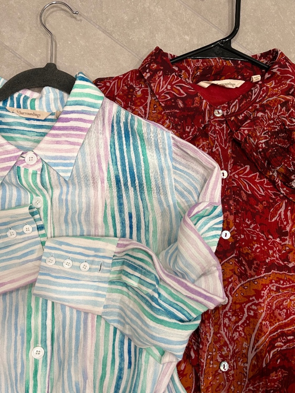 Lot of TWO Soft Surroundings womens M long sleeve EUC button up tops tunics